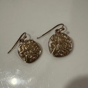 Gold Sand Dollar Dangle Earrings